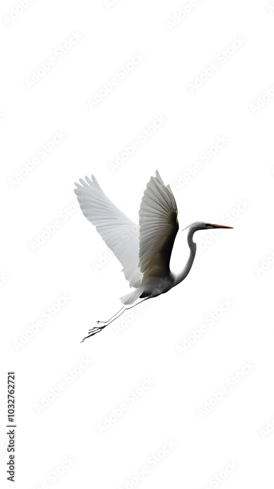 Fototapeta premium Great White Heron Bird, on Transparent PNG Background, Photo Realistic, Wallpaper, Cover and Screen for Smartphone, PC, Laptop, Transparent PNG