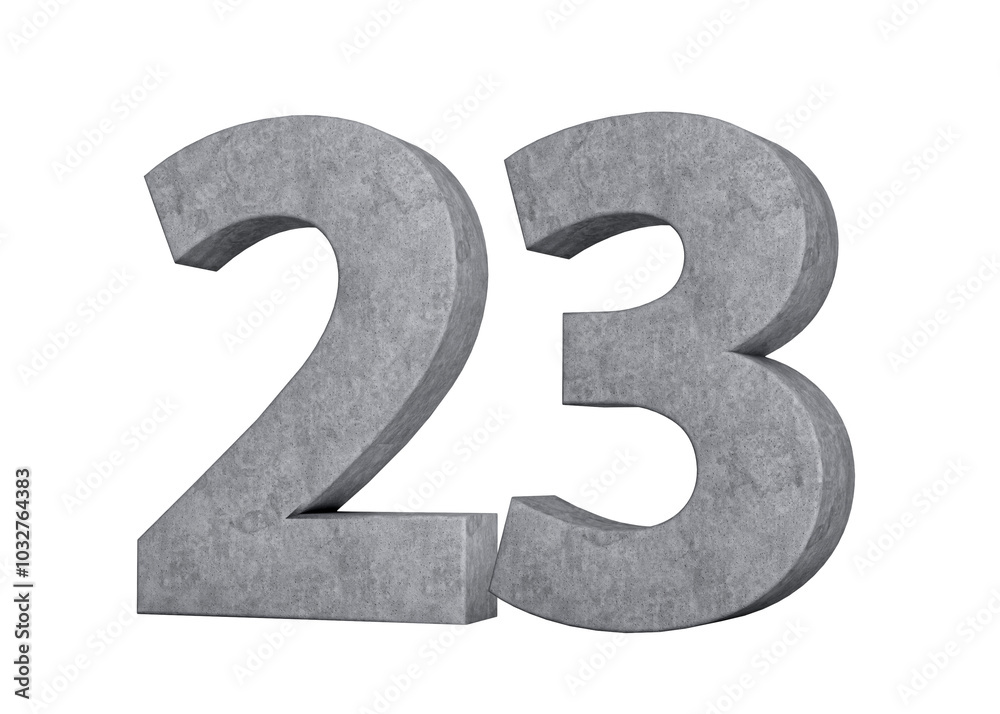 3d Concrete Number twenty three 23 Digit Made Of Grey Concrete Stone On White Background 3d Illustration
3d Concrete Number twenty three 23 Digit Made Of Grey Concrete Stone On White Background 3d Illustration