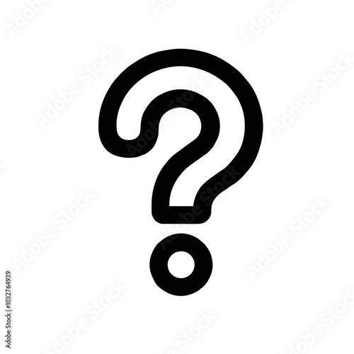 Question mark illustration in black and white, inquiry symbol concept
