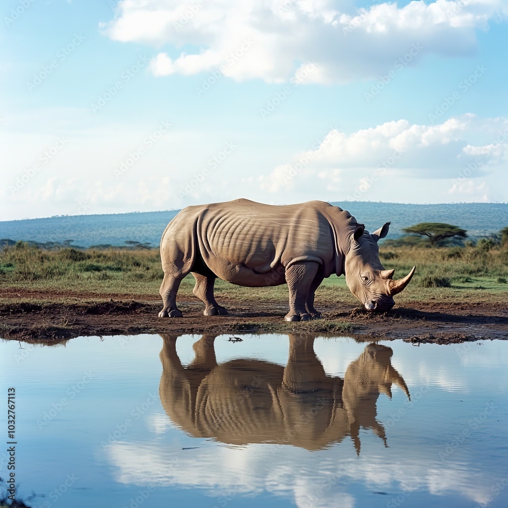 Fototapeta premium Rhinos in Kenya's Lake Nakuru