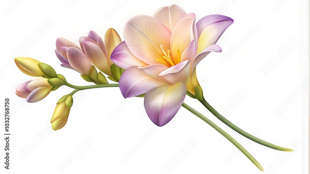 Fototapeta premium Freesia Flower Isolated on White Background Perfect for Floral Designs and Graphics