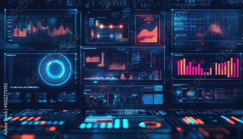 Data analytics and information technology interface with digital graphs