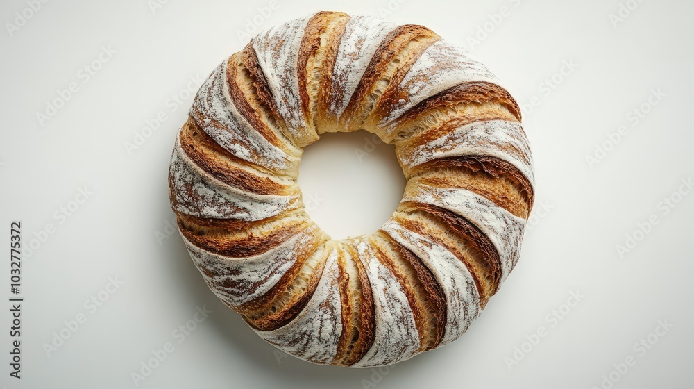 Artistic Top-Down View of Sourdough Bread in Circular Arrangement with Accentuated Curves Artistic Top-Down View of Sourdough Bread in Circular Arrangement with Accentuated Curves