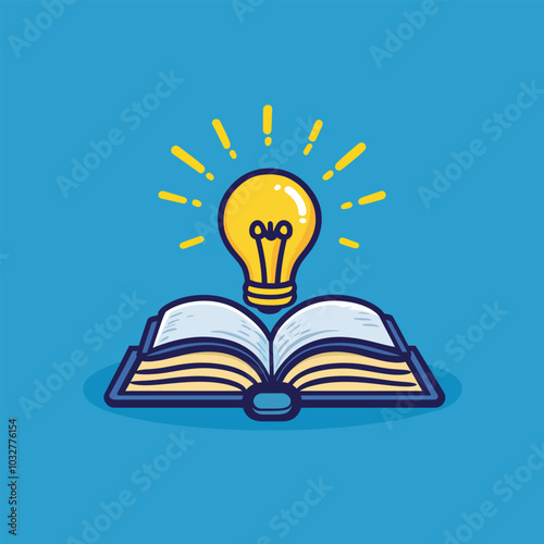 Vector Illustration of Creative Thinking with Light Bulb and Book