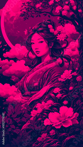 Japanese Art With A Moon