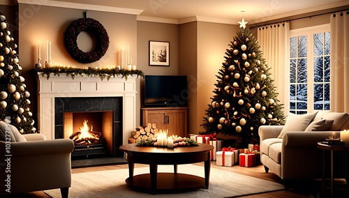 warmth joy abound cozy christmas living room tree crackling fireplace surroundings