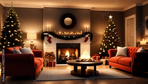 warmth joy abound cozy christmas living room tree crackling fireplace surroundings