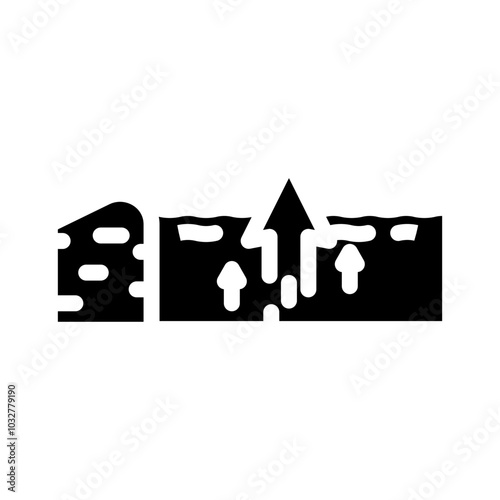 rising water disaster glyph icon vector. rising water disaster sign. isolated symbol illustration