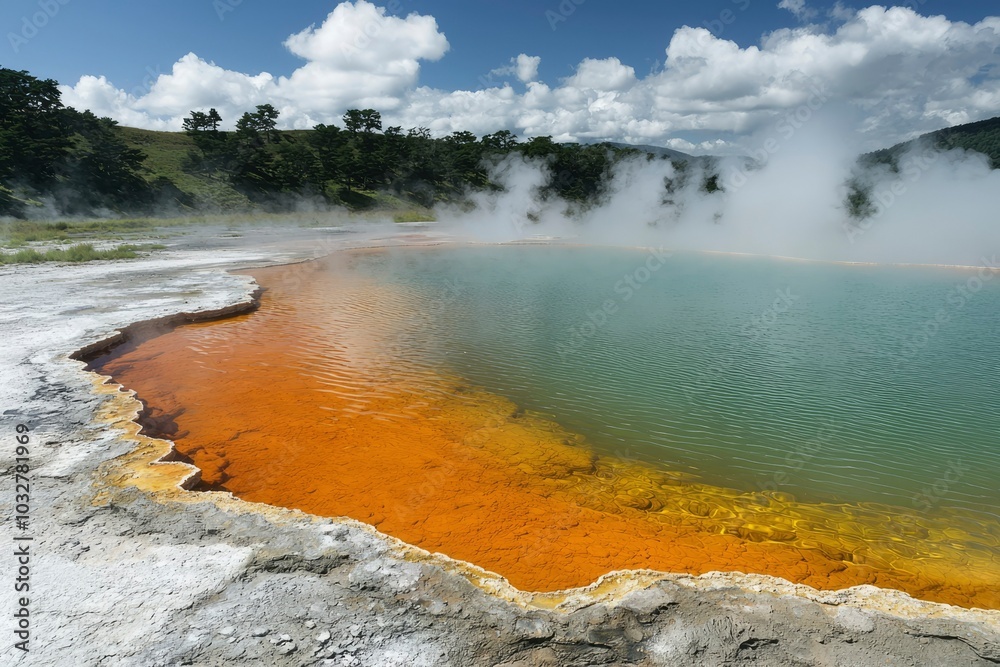 Hot Springs Pool With Orange and Green Water Hot Springs Pool With Orange and Green Water