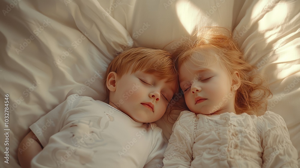 little boy and girl are sleeping. Selective focus little boy and girl are sleeping. Selective focus