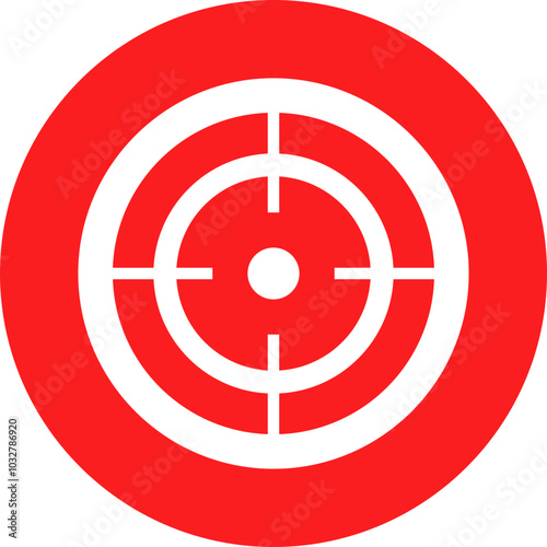 Target destination icon in red flat style. Vector for apps or web shooting sniper rifle target circle logo for a gun sight and a focus sign Crosshairs Bullseye isolated on transparent background