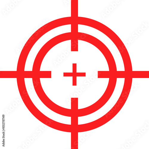 Target destination icon in red line style. Vector for apps or web shooting sniper rifle target circle logo for a gun sight and a focus sign Crosshairs Bullseye isolated on transparent background