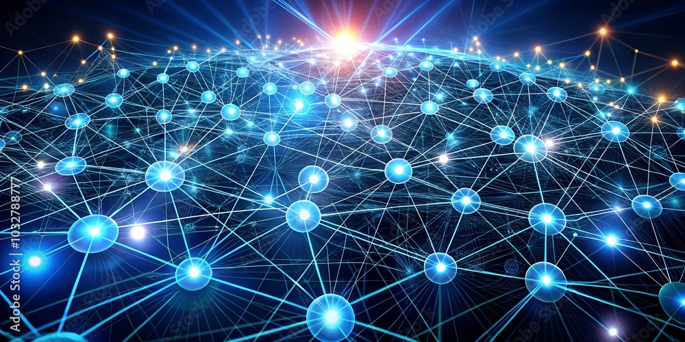 Abstract Technology Network of Connected Dots Representing Data and Communication Abstract Technology Network of Connected Dots Representing Data and Communication