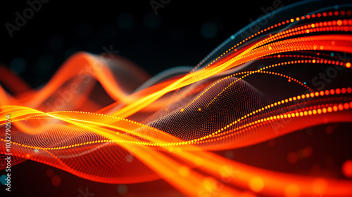 Abstract Tech Wave Fluid, colorful waves representing digital signals