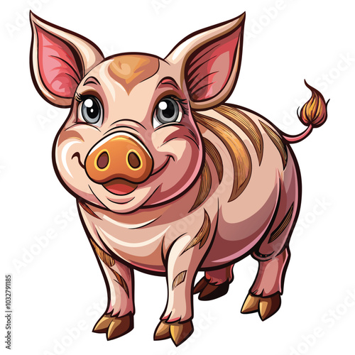 Pig color graphic icon. Pig color silhouette isolated on white background.