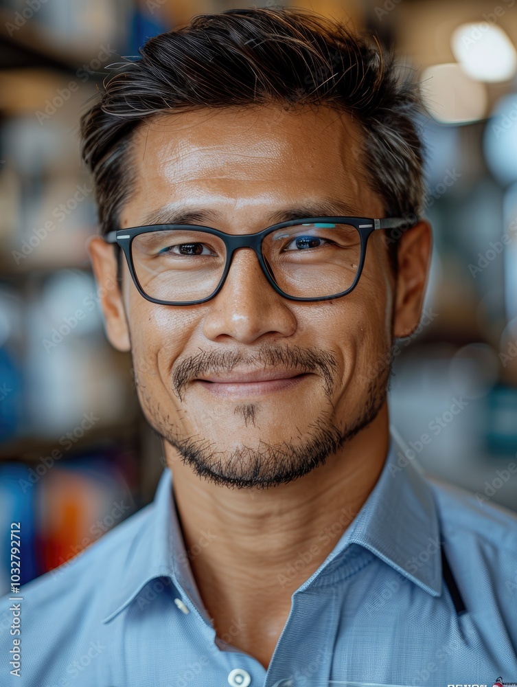 Happy Malay male scientist in a laboratory setting, celebrating a successful research milestone