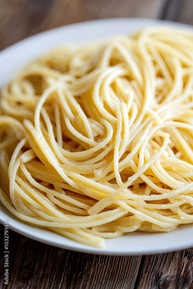 spaghetti on a plate close-up. Selective focus
