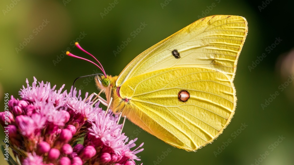 A vibrant yellow butterfly resting on a pink flower, showcasing intricate details and natural beauty. A vibrant yellow butterfly resting on a pink flower, showcasing intricate details and natural beauty.