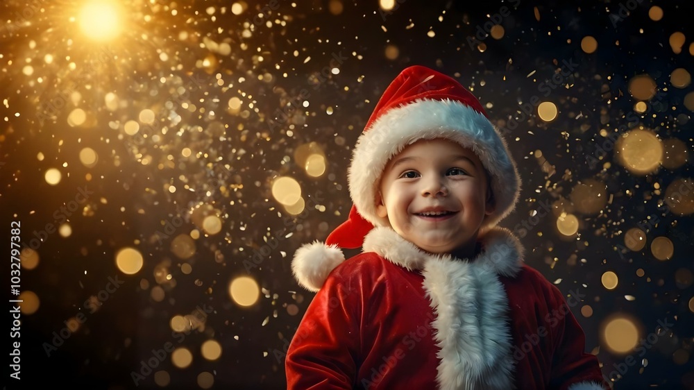 adorable little child in santa claus hat adorable little child in santa claus hat