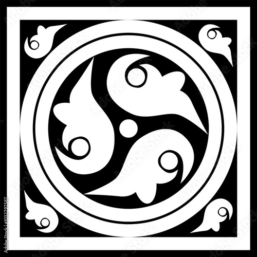 celtic knot georgian style isolated on black background logo tattoo icon. vector illustration.