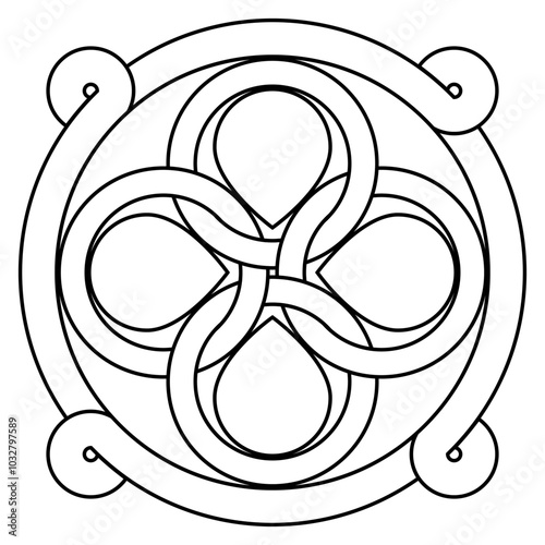 celtic knot georgian style isolated on white background logo tattoo icon. vector illustration.