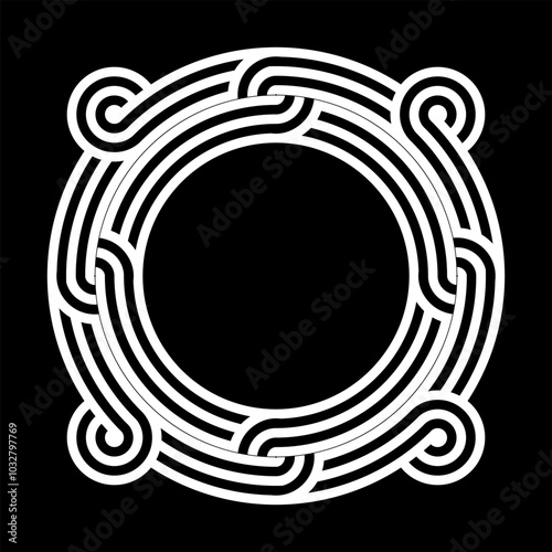 celtic knot georgian style isolated on black background logo tattoo icon. vector illustration.