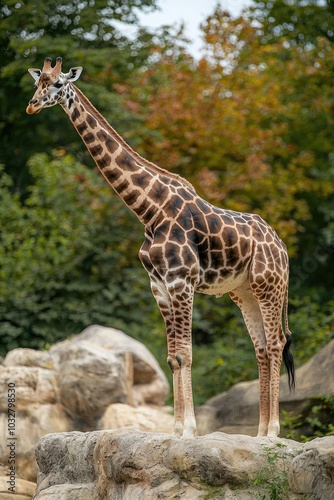 giraffe close up wild animal. Selective focus