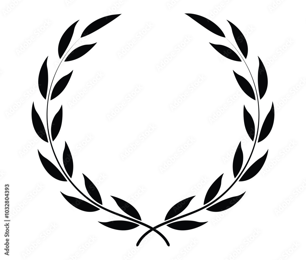 Laurel circle wreath branch on a white background Laurel circle wreath branch on a white background