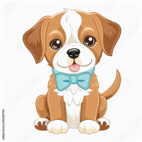 cute puppy on white background, applique for kids t-shirts.