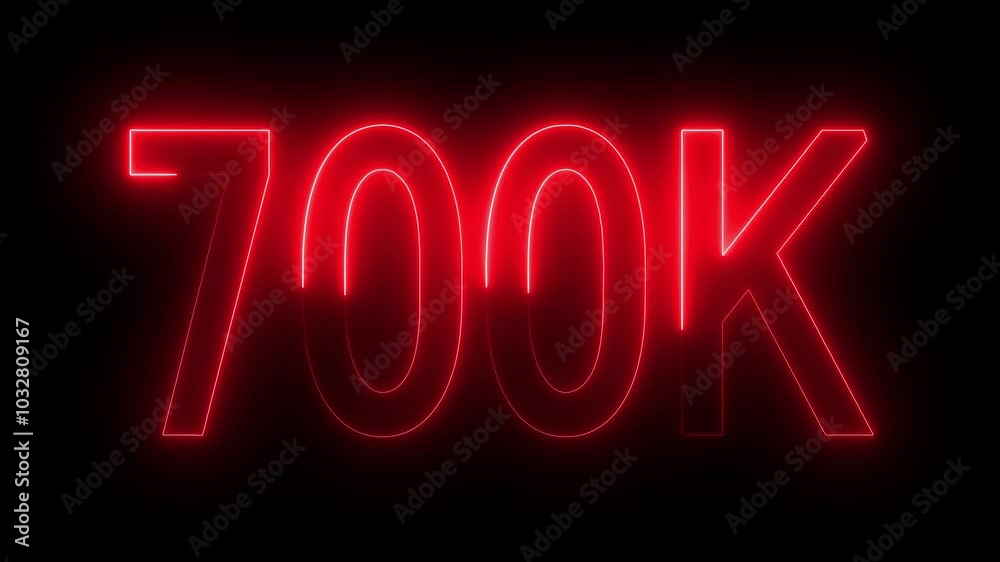 700K text animation by red color neon on black background. 700K text animation by red color neon on black background.