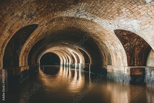 Stone Archway Over a Calm River