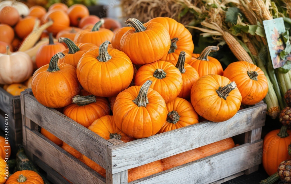 Autumn Pumpkins in a Rustic Crate Autumn Pumpkins in a Rustic Crate