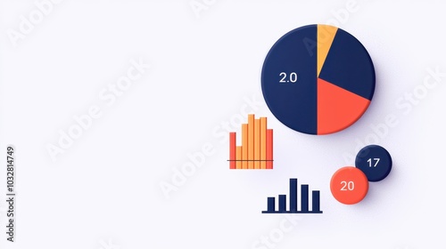 Colorful Data Charts and Graphs on White Background