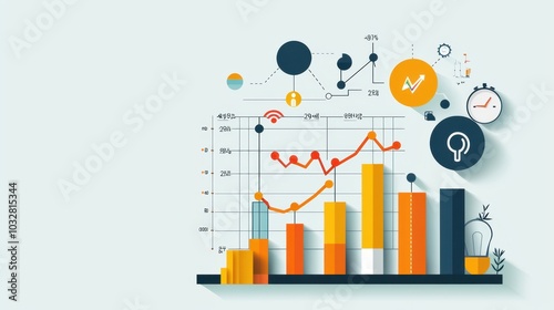 Business Growth Chart with Graph  Data  and Idea Bulb