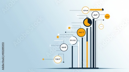 Abstract Business Infographic with Circular Elements and Lines