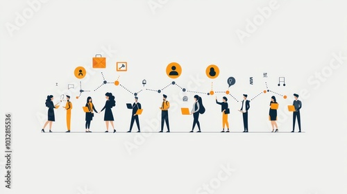 Business People Network Connection Collaboration Teamwork Concept Illustration