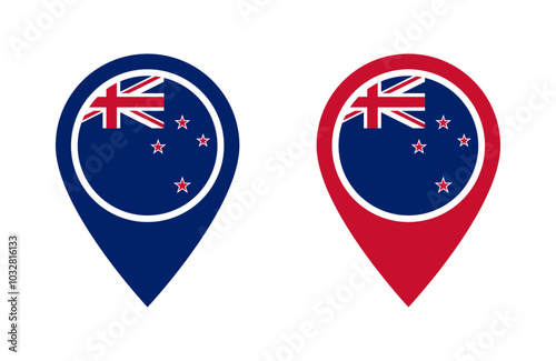 New Zealand flag location icon set