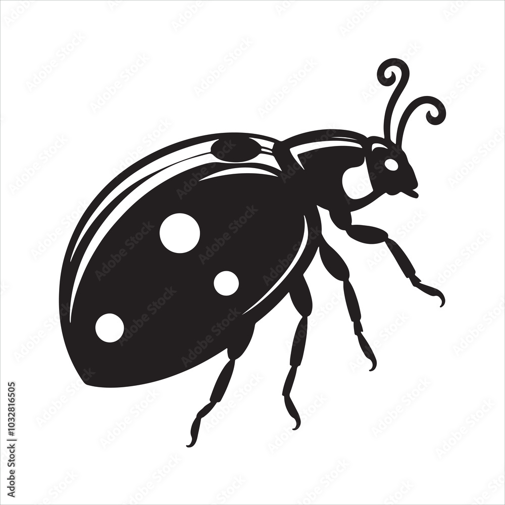 Fototapeta premium ladybug silhouette on white background 