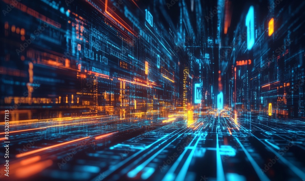Technology abstract background, Digital cyberspace with numbers, Technology digital big data network connection, Technology abstract background, Digital cyberspace with numbers, Technology digital big data network connection,