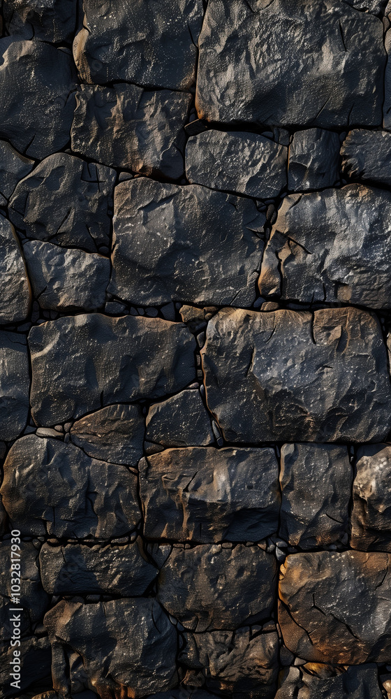 Fototapeta premium Textured stone wall with natural light and shadows, AI Generation