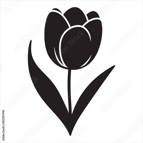 Tulip silhouette on white background
