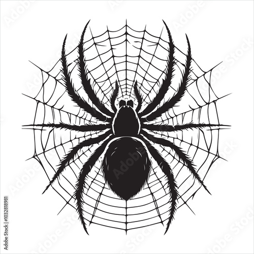 Spider silhouette on white background
