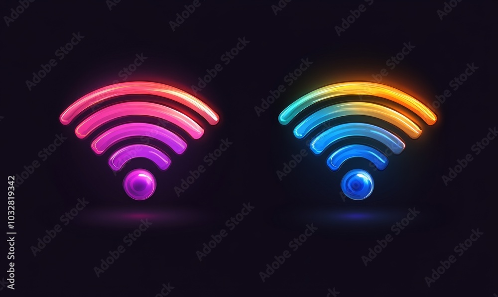 Wireless and wifi icon or wi-fi icon sign for remote internet access,