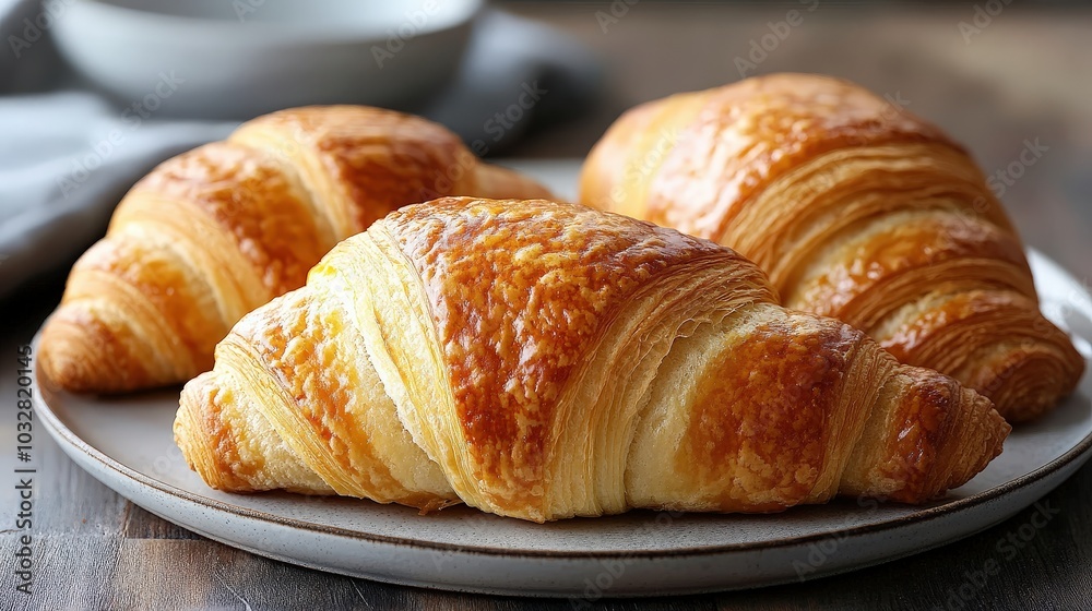 Cozy Bakery Vibe - Close-up of Empty White Sign Paper with Croissants Props for Photography Background Cozy Bakery Vibe - Close-up of Empty White Sign Paper with Croissants Props for Photography Background