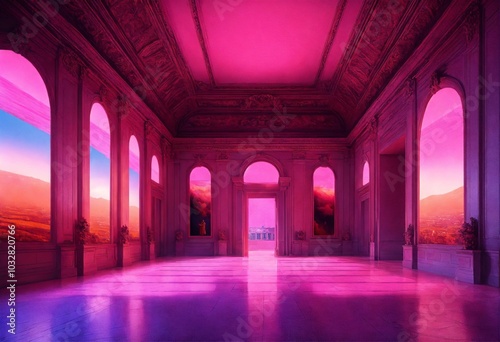 Pink colored room aesthetics, AI generated