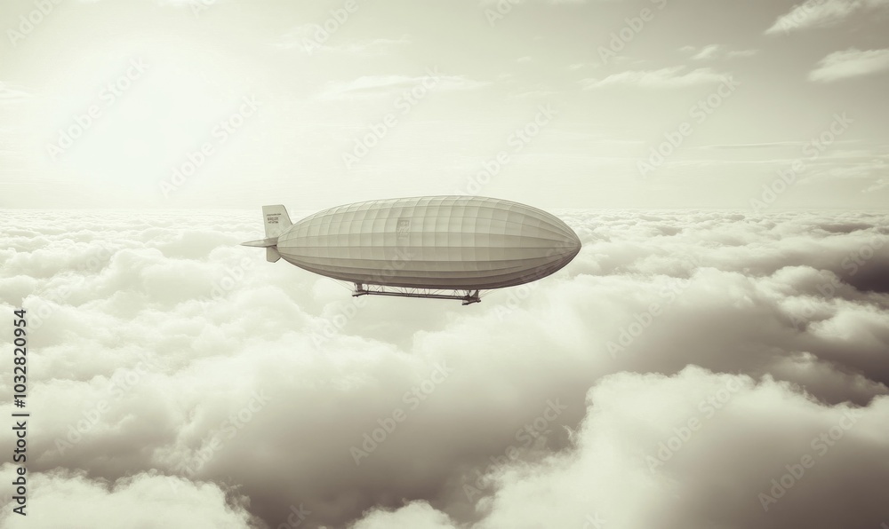 Obraz premium Vintage airship flying above the clouds