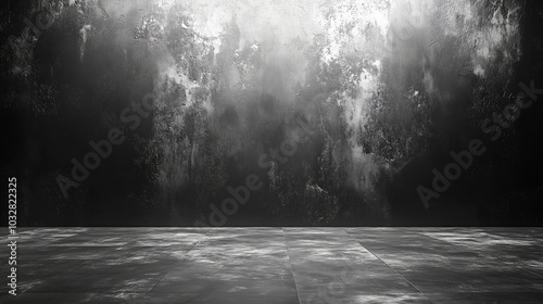 Abstract dark grunge background with textured wall and floor