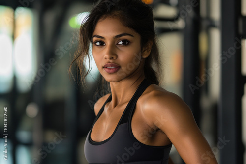 fit young indian girl wearing athletic sportswear at gym during physical training. healthy exercise routine, fitness poster, active lifestyle and workout Free Download fit young indian girl wearing athletic sportswear at gym during physical training. healthy exercise routine, fitness poster, active lifestyle and workout - GFXLoad