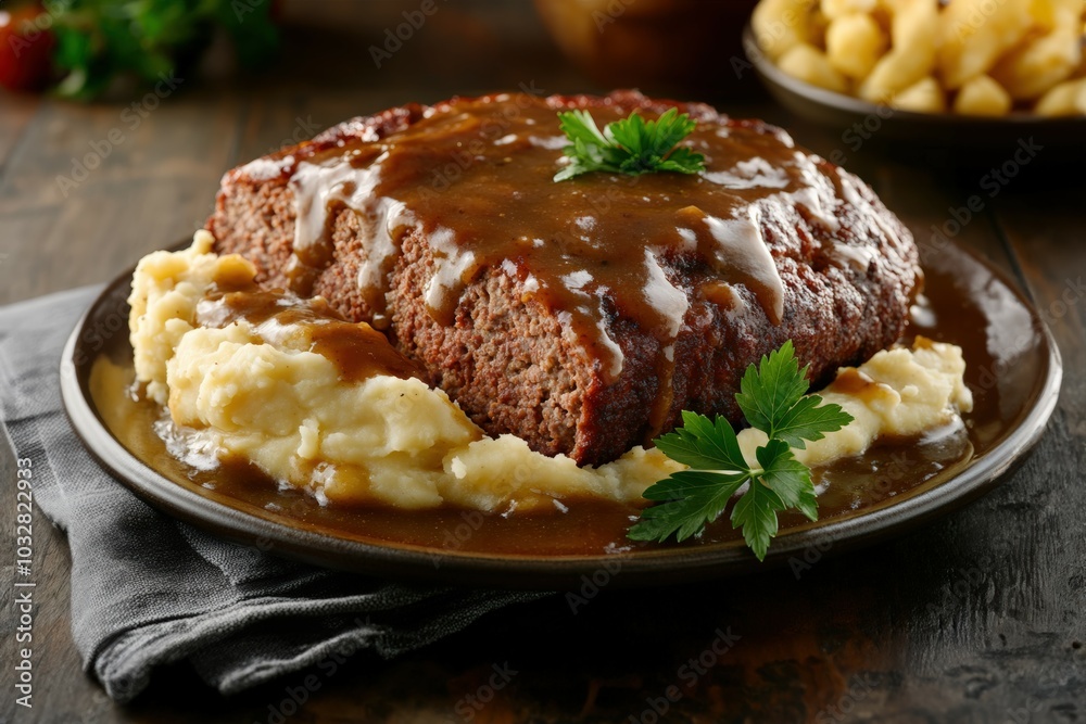 Comfort food perfection! Juicy meatloaf, creamy mashed potatoes, and rich gravy a classic! Comfort food perfection! Juicy meatloaf, creamy mashed potatoes, and rich gravy a classic!
