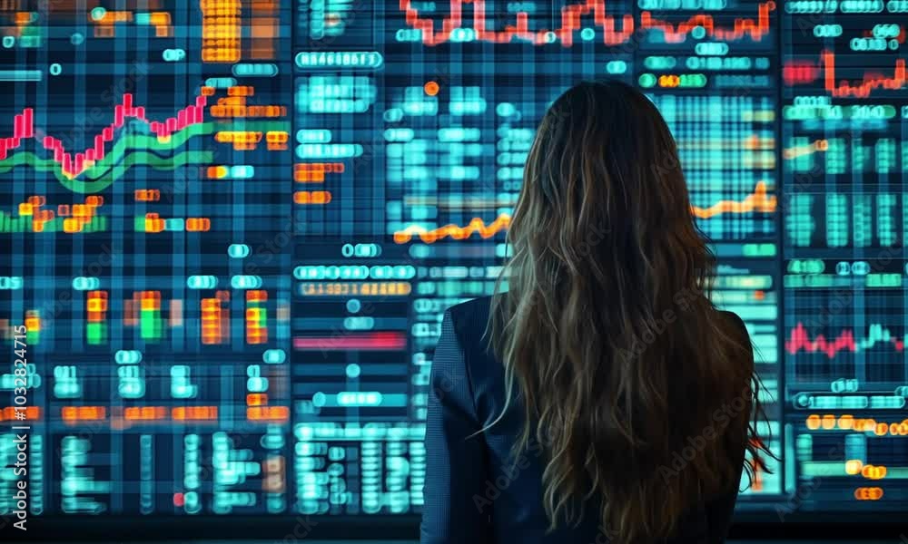 woman looking at a screen. woman looking at a screen.